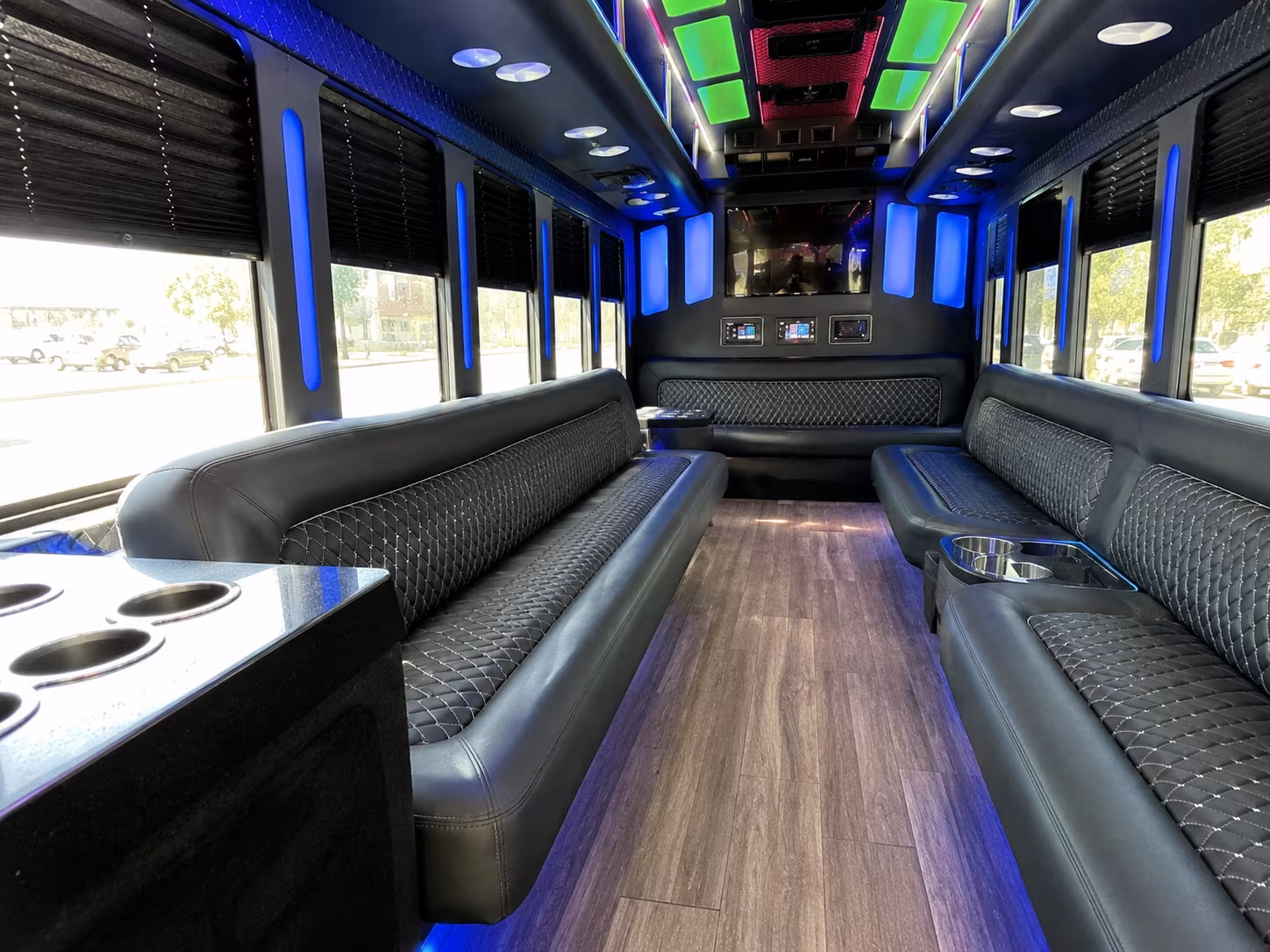 hamden 15 passenger party bus inside