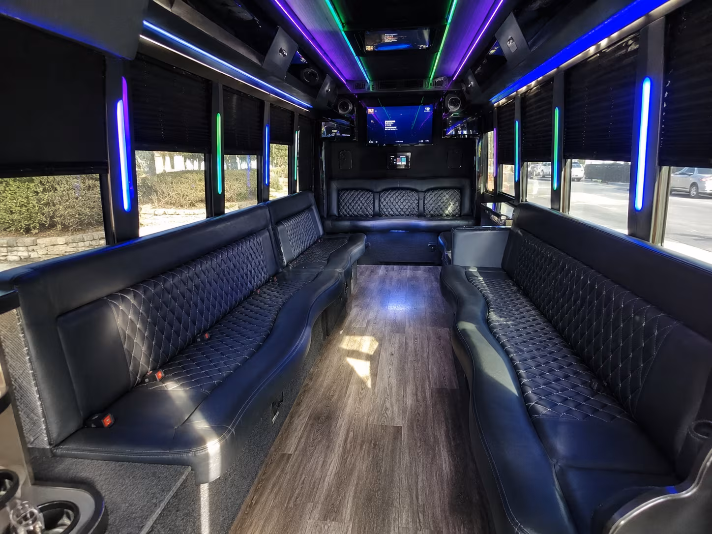 hamden 15 passenger party bus interior