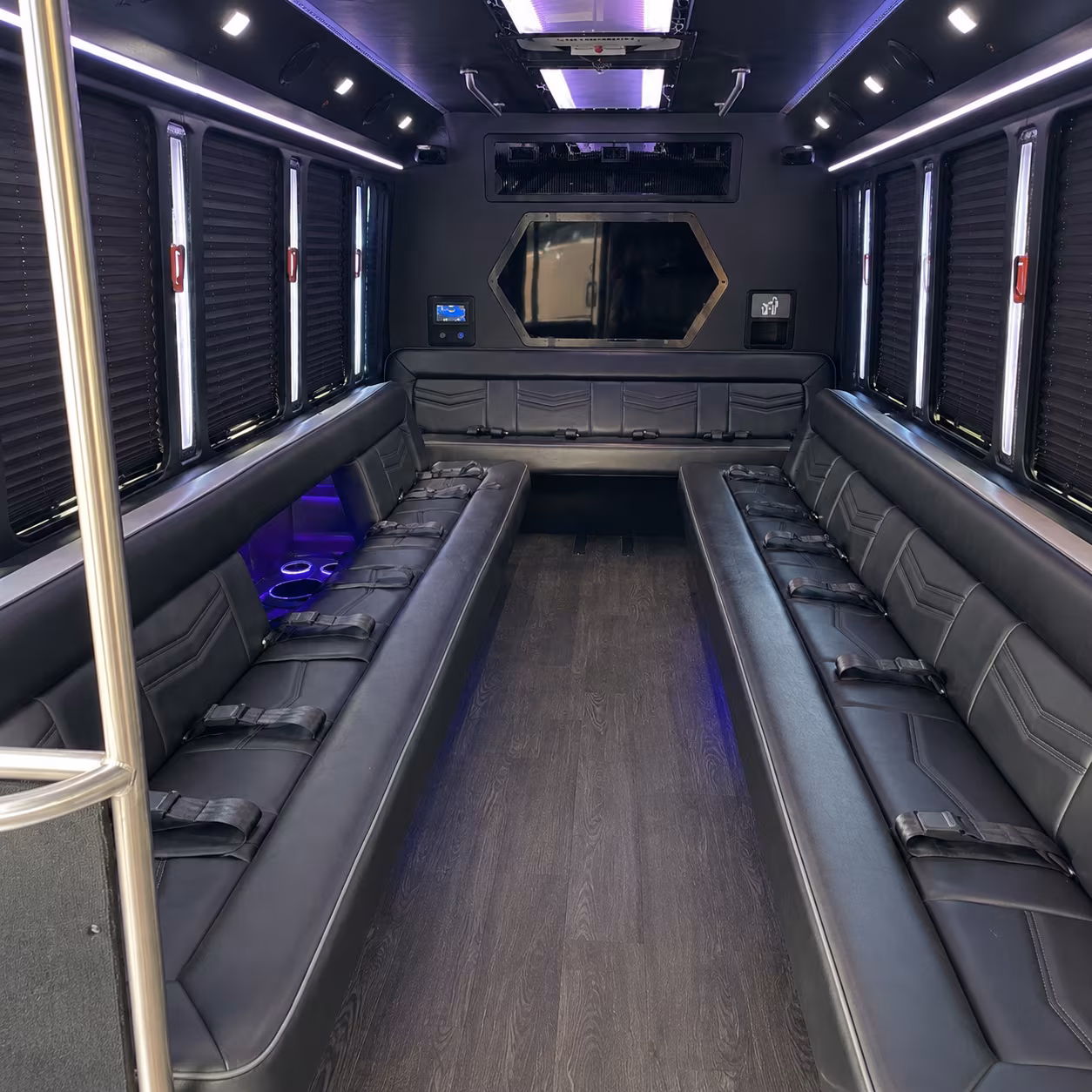 hamden 18 passenger party bus interior