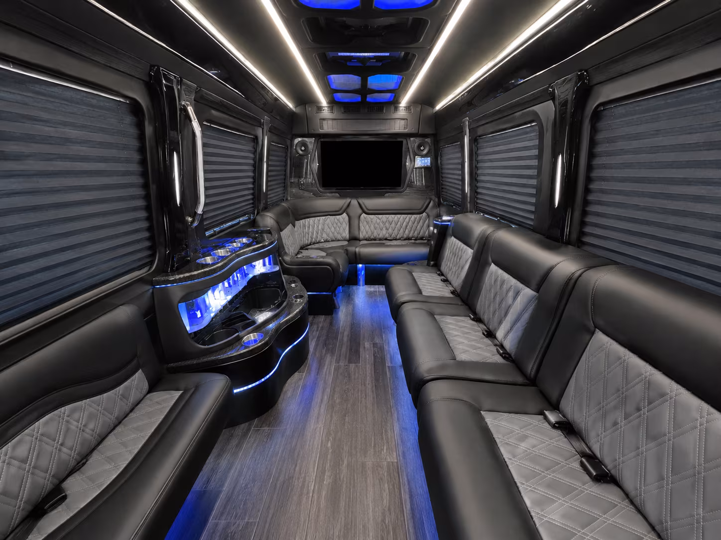 hamden 20 passenger party bus inside