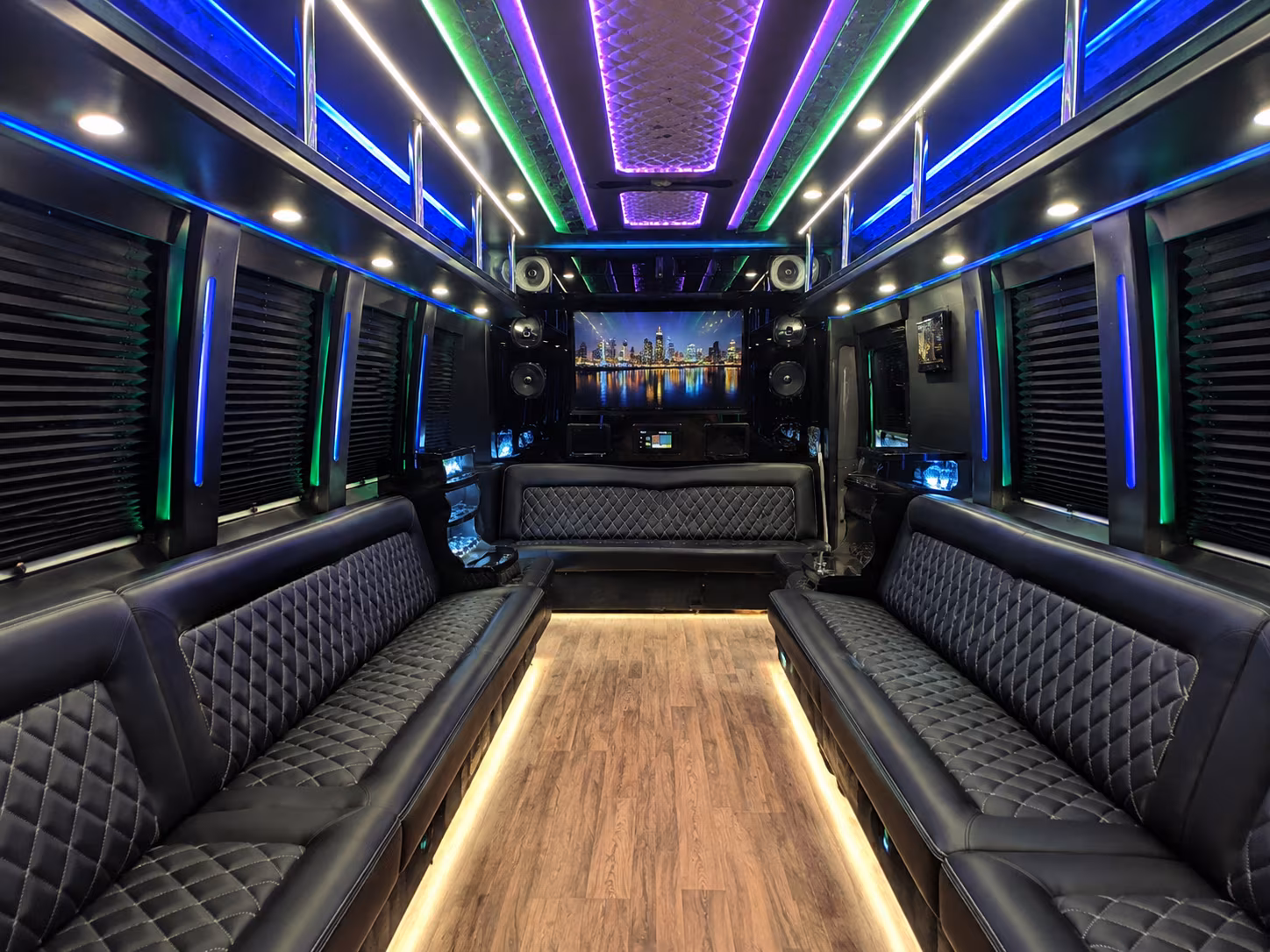 hamden 25 passenger party bus interior