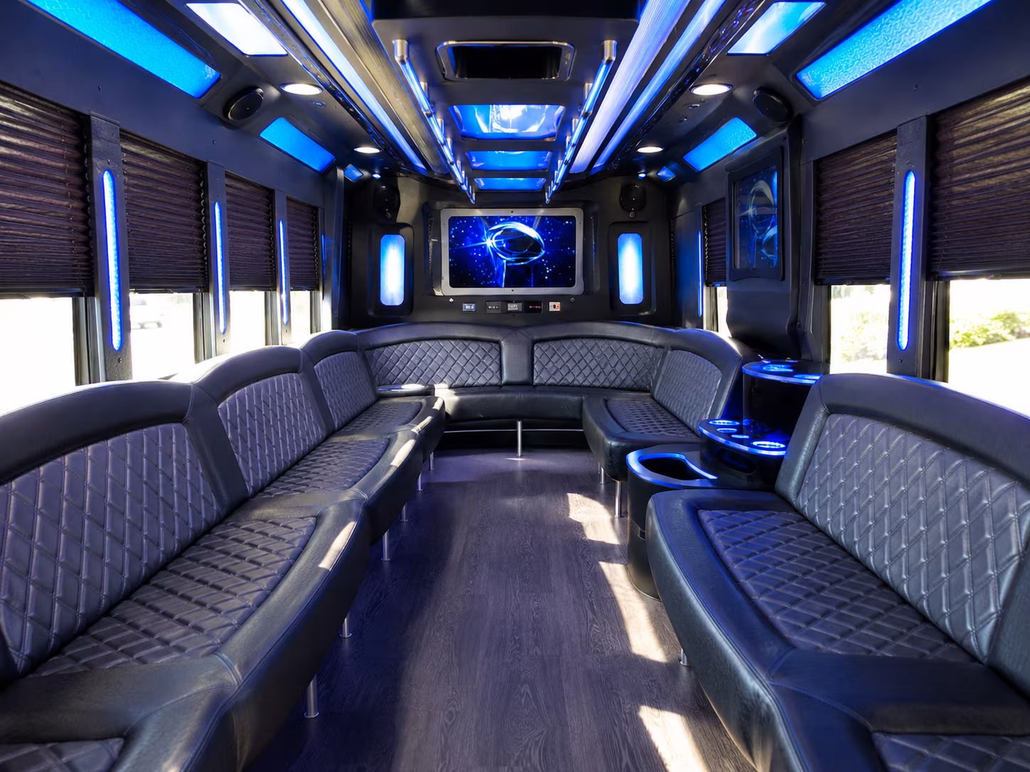 hamden 28 passenger party bus inside