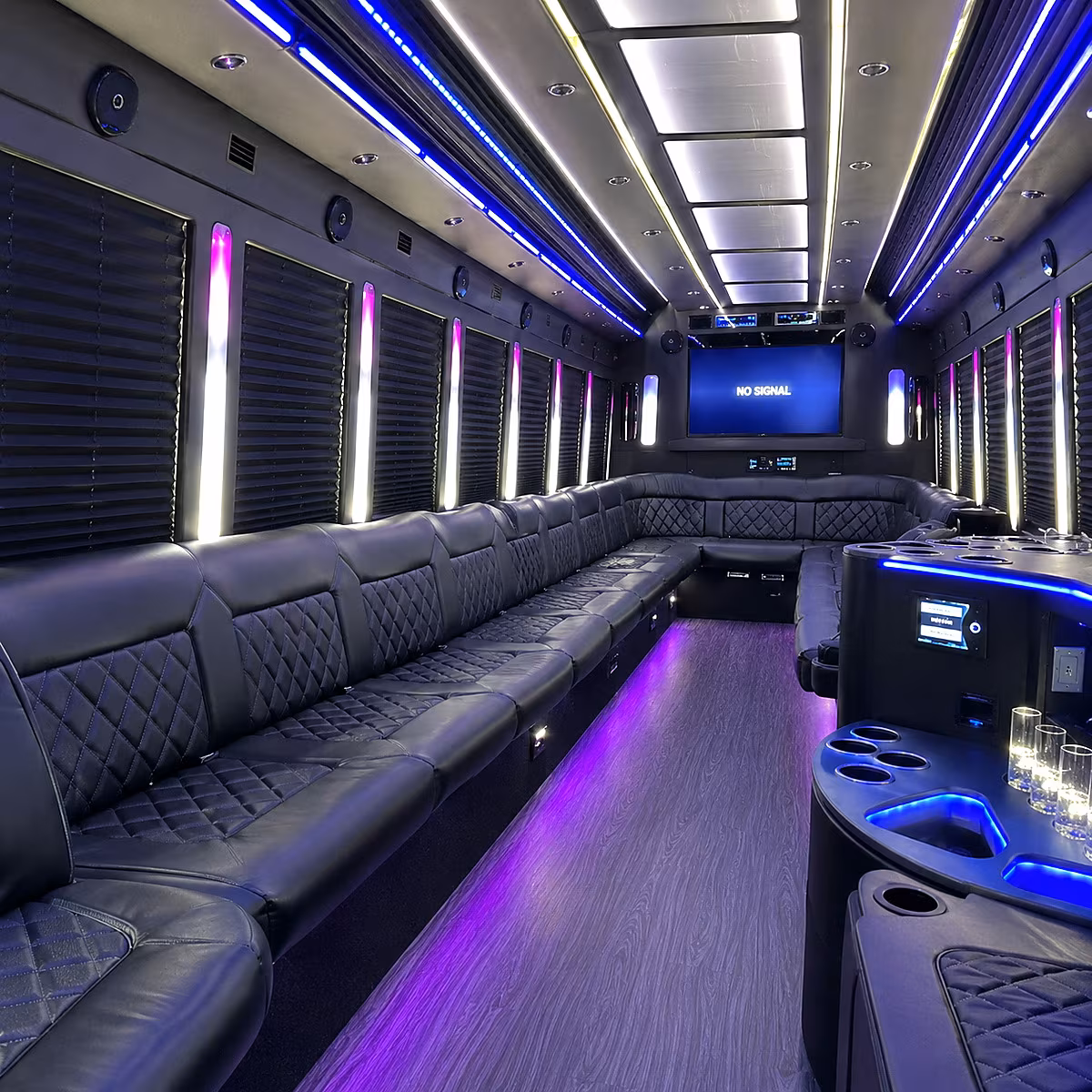 hamden 30 passenger party bus inside